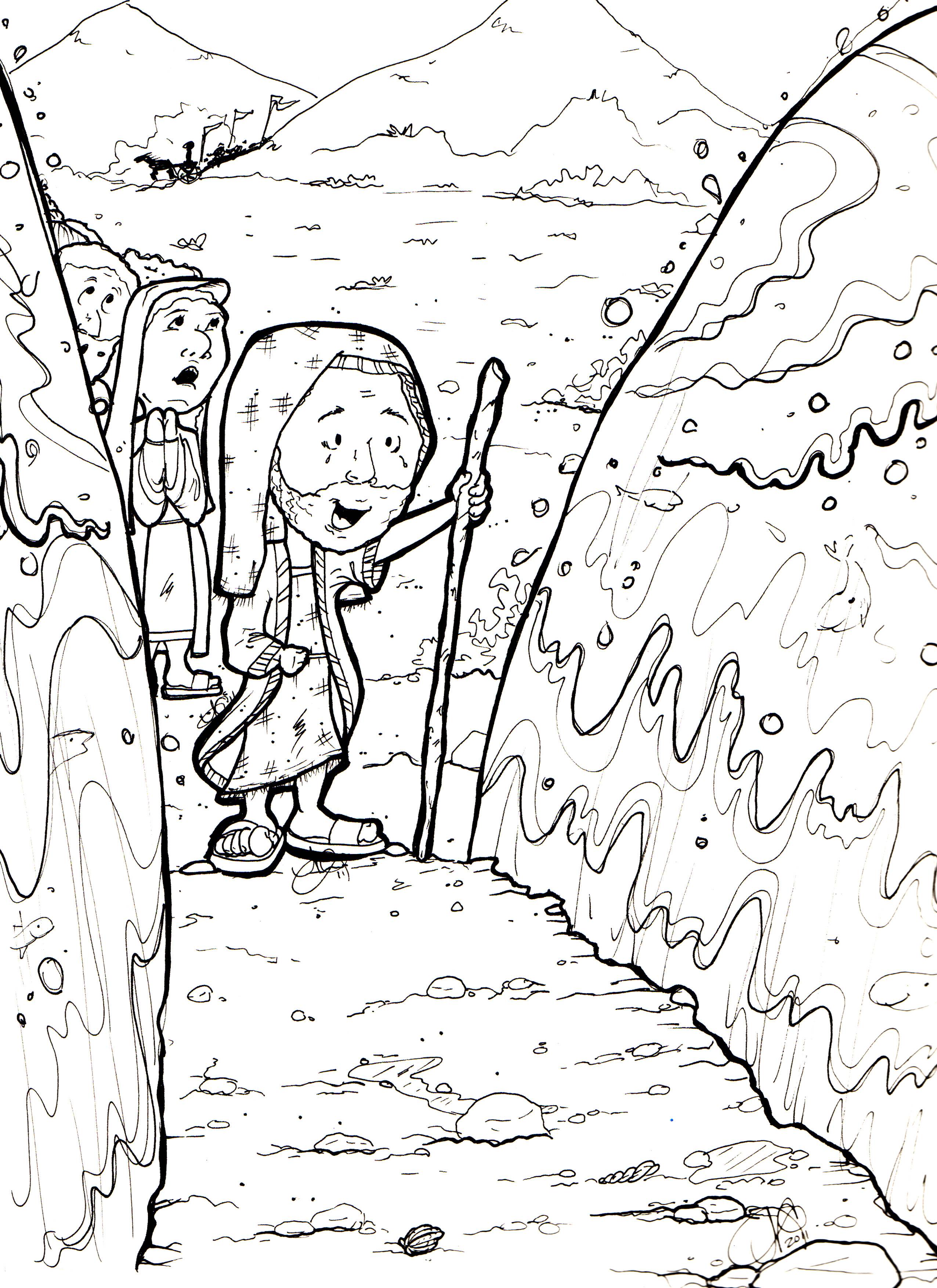 Parting the Red Sea - Moses and the Exodus Coloring Pages