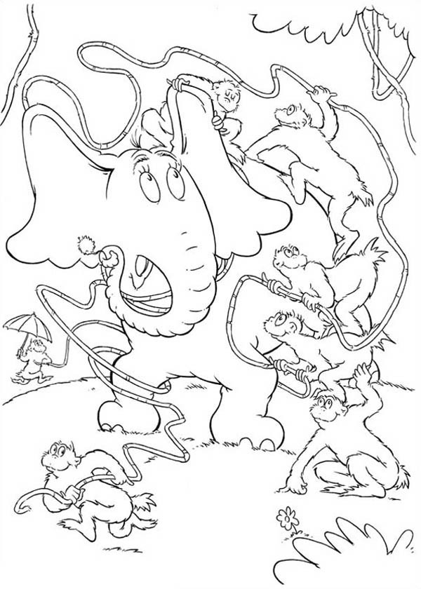 Horton, : The Wickershams Disturbing Horton in Horton Hears a Who Coloring Pages - The Wickershams Disturbing Horton in Horton Hears a Who Coloring Page