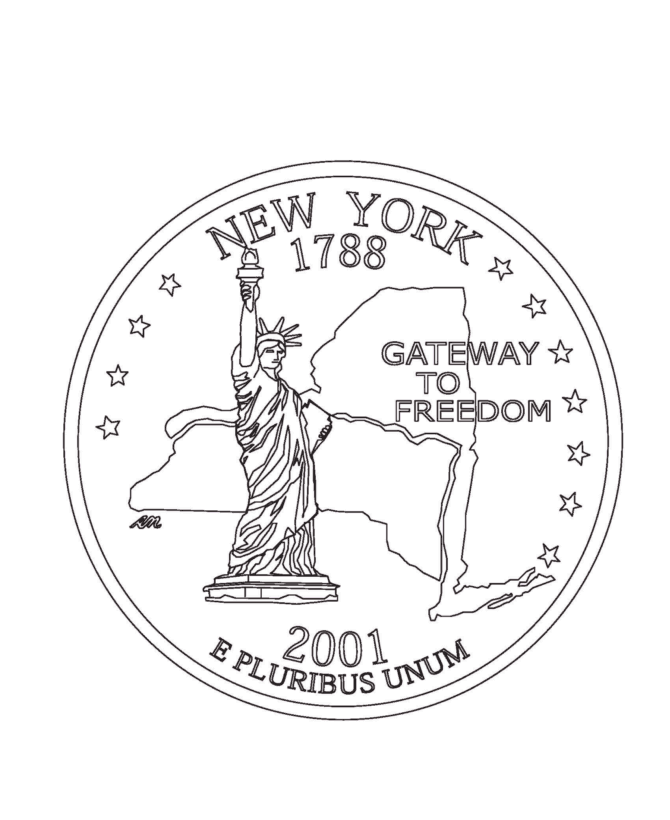 USA-Printables: New York State Quarter - US States Coloring Pages