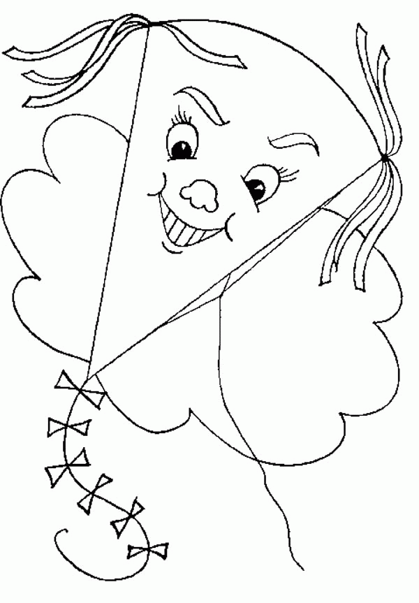 A Grin Kite Flying Around Coloring Page - Free & Printable ...