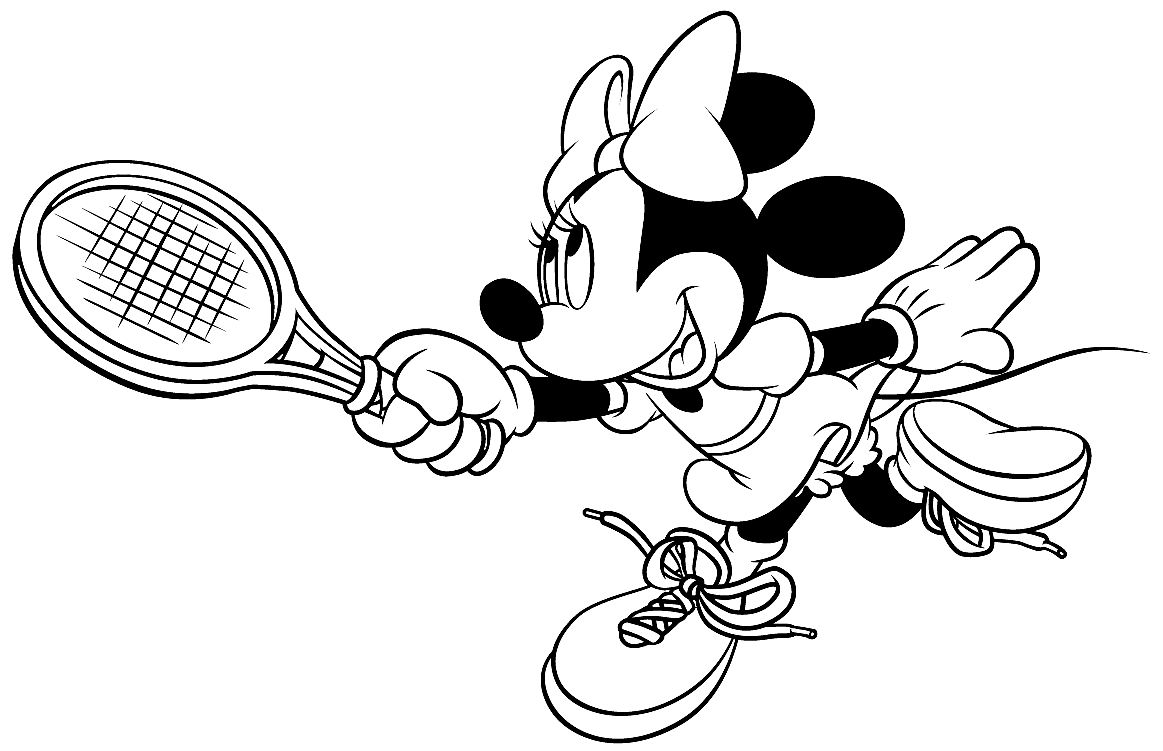 Disney Minnie Mouse Playing Tennis Balls Coloring Pages For Kids ...