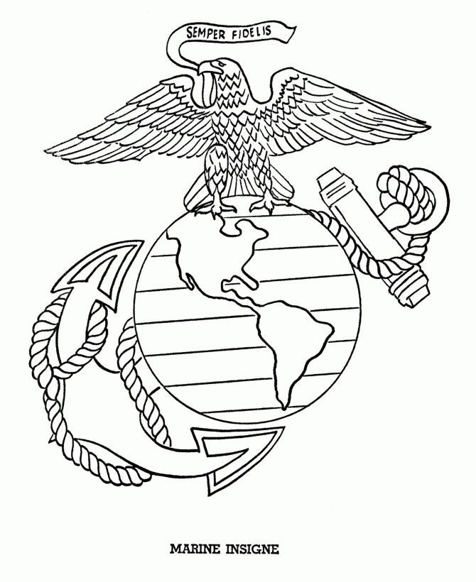 Exercise Patriotic Symbols Marine Insigne Drawing To Print And ...