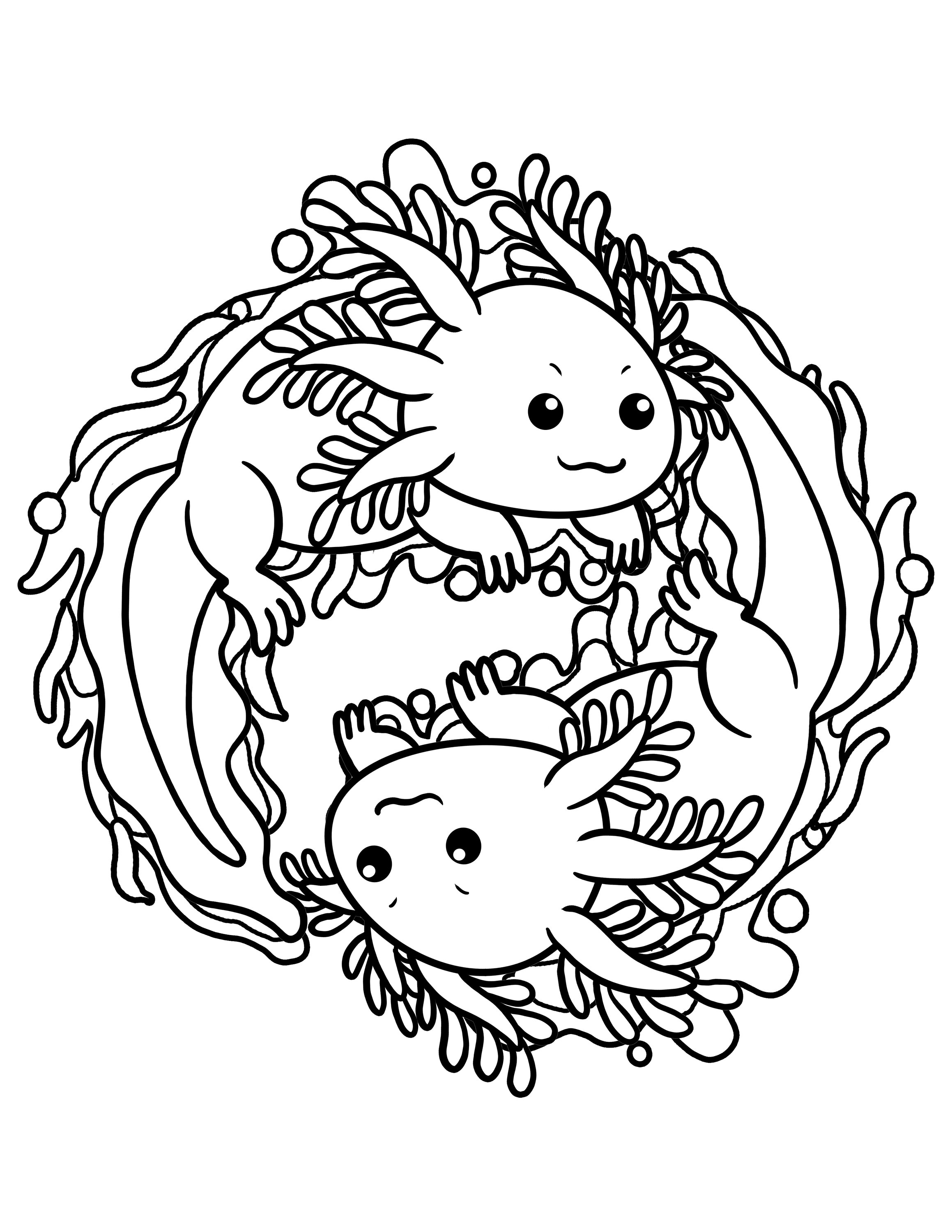 Axolotl Yinyang / Cute Axolotl Coloring Page / Digital - Etsy