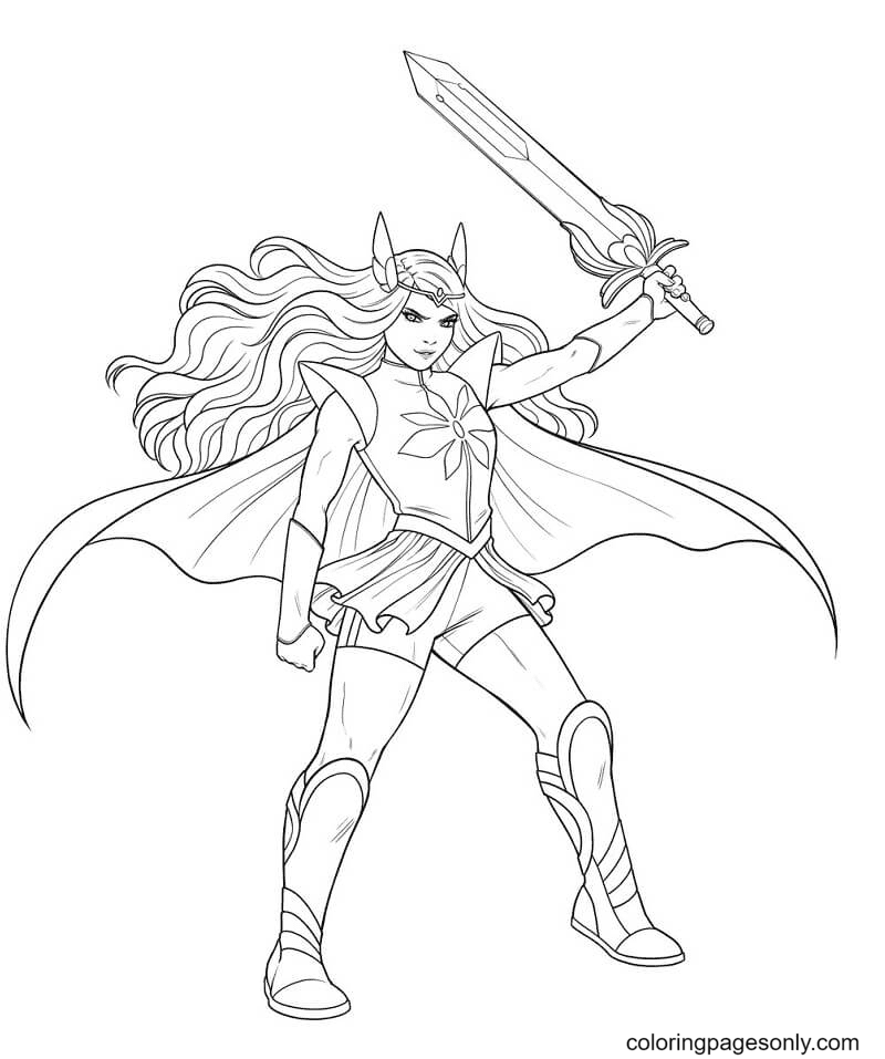 Adora with sword Coloring Pages - Sword Coloring Pages - Coloring Pages For  Kids And Adults