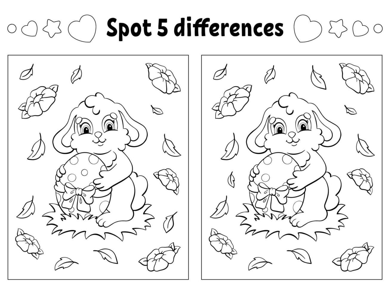 Find five differences. Easter theme. Coloring page for kids. Activity  worksheet for children. Vector illustration isolated on white background.  7509323 Vector Art at Vecteezy