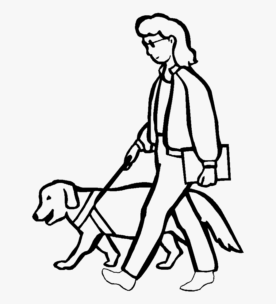 A Blind Woman Walking With Dog Coloring Pages - Walk The Dog For Coloring ,  Free Transparent Clipart - ClipartKey