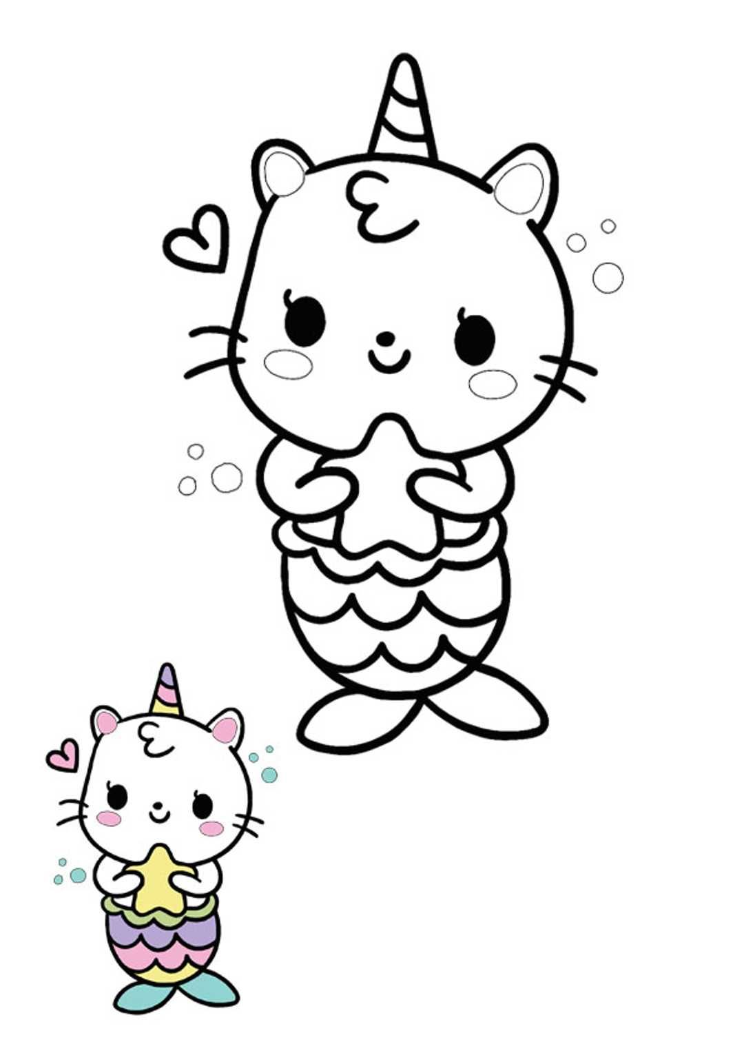 Mermaid Cat Coloring Pages   Coloring Home