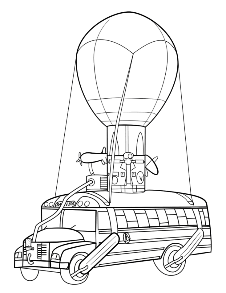 Battle Bus is an aerial vehicle in Fortnite Battle Royale Coloring Pages -  Fortnite Coloring Pages - Coloring Pages For Kids And Adults
