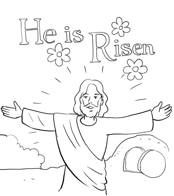 Coloring Resurrection Page He Is Risen In Jesus Netart Empty Tomb  Crucifixion And Bathroom Ideas Lds Free For Kids Easter — Imwithphil