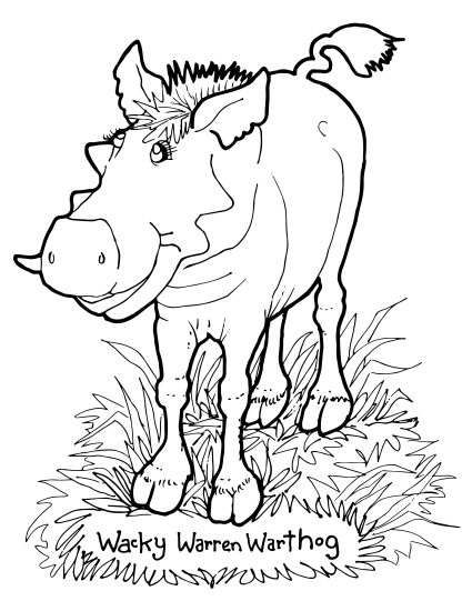 Warthog Coloring Page - Bagel Island Creations