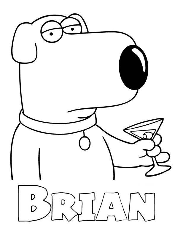 Brian Griffin Drinks in Family Guy Coloring Page | Kids Play Color