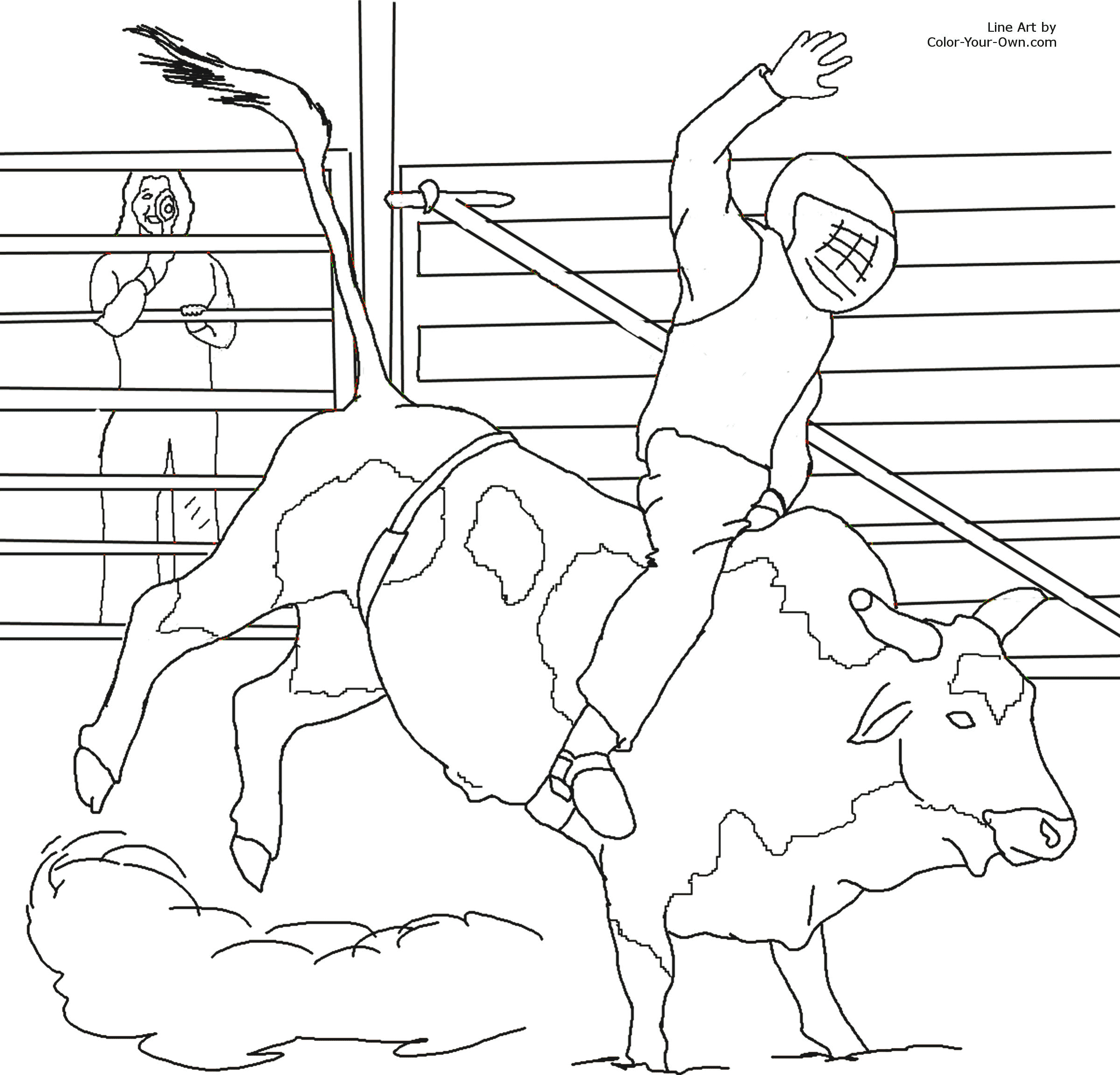 419 Simple Coloring Pages Of Bull Riding with Animal character