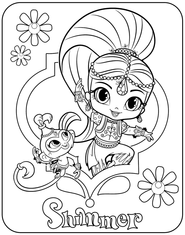 Shimmer And Shine Coloring Pages | Monkey coloring pages ...