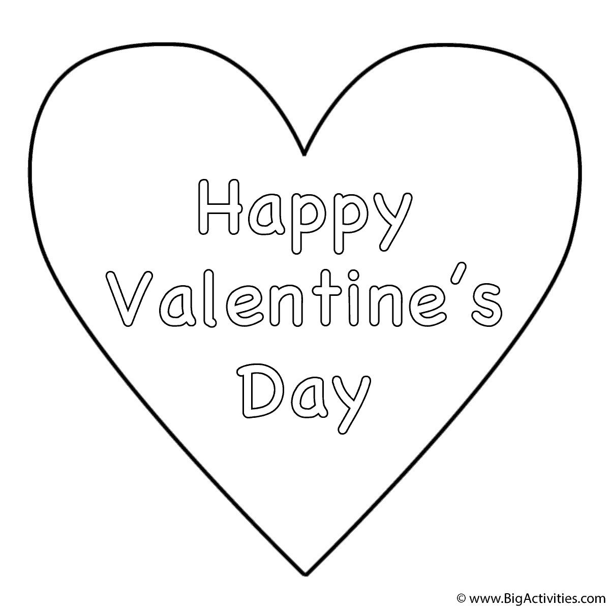 Simple Heart (Happy Valentine's Day) - Coloring Page ...