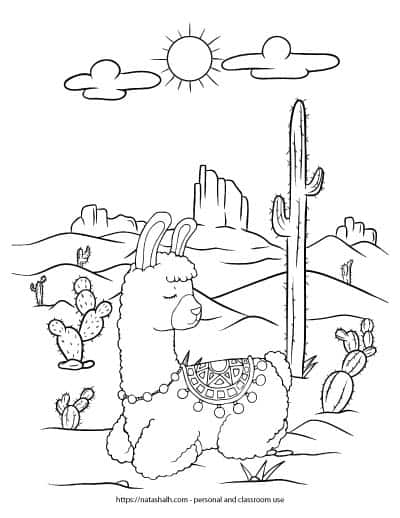 Ridiculously Cute Llama Coloring Pages (for kids & teens) - The Artisan Life