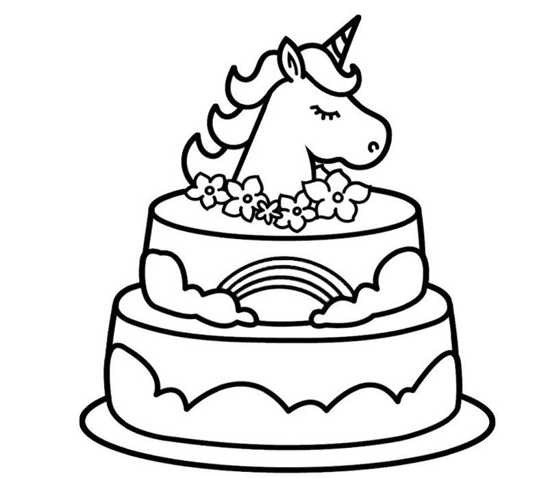 Unicorn Cake Coloring Pages   Coloring Home