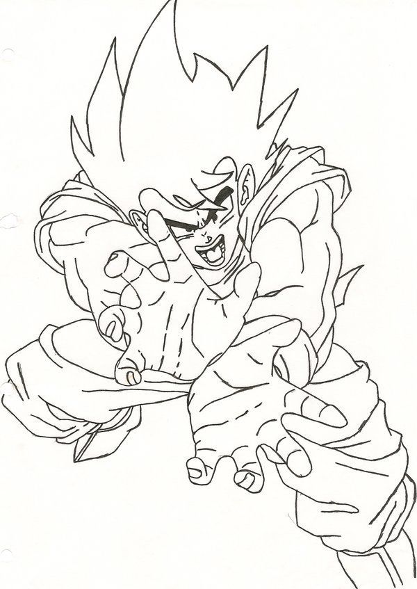 Goku Kamehameha Coloring Pages 3 | Coloring pages, Moose art, Goku