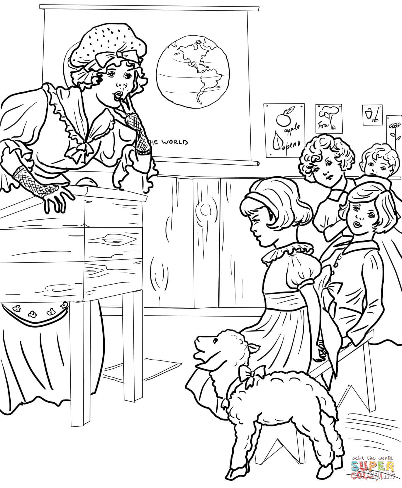 Mary Had a Little Lamb coloring page | Free Printable Coloring Pages