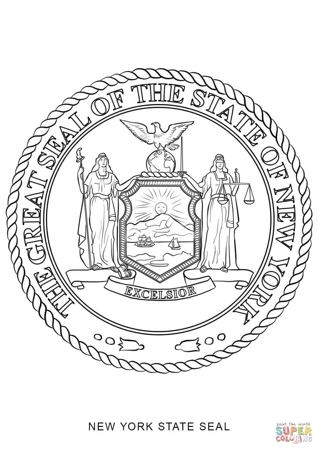 New York State Seal coloring page | Free Printable Coloring Pages