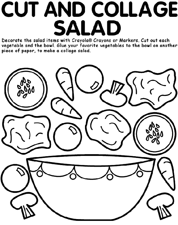 Cut and Collage Salad Coloring Page | crayola.com