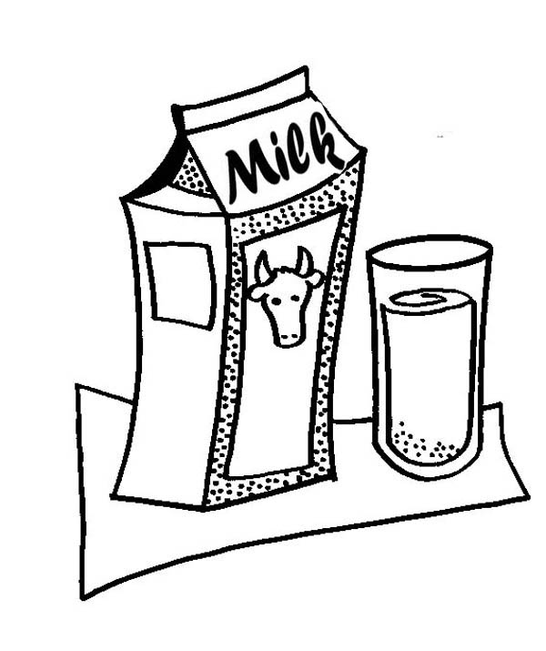 Milk Carton and Glass of Delicious Milk Coloring Page - NetArt