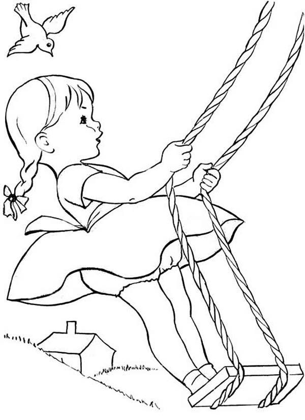 Fun Summertime Vacation with Swing Coloring Page - Download ...