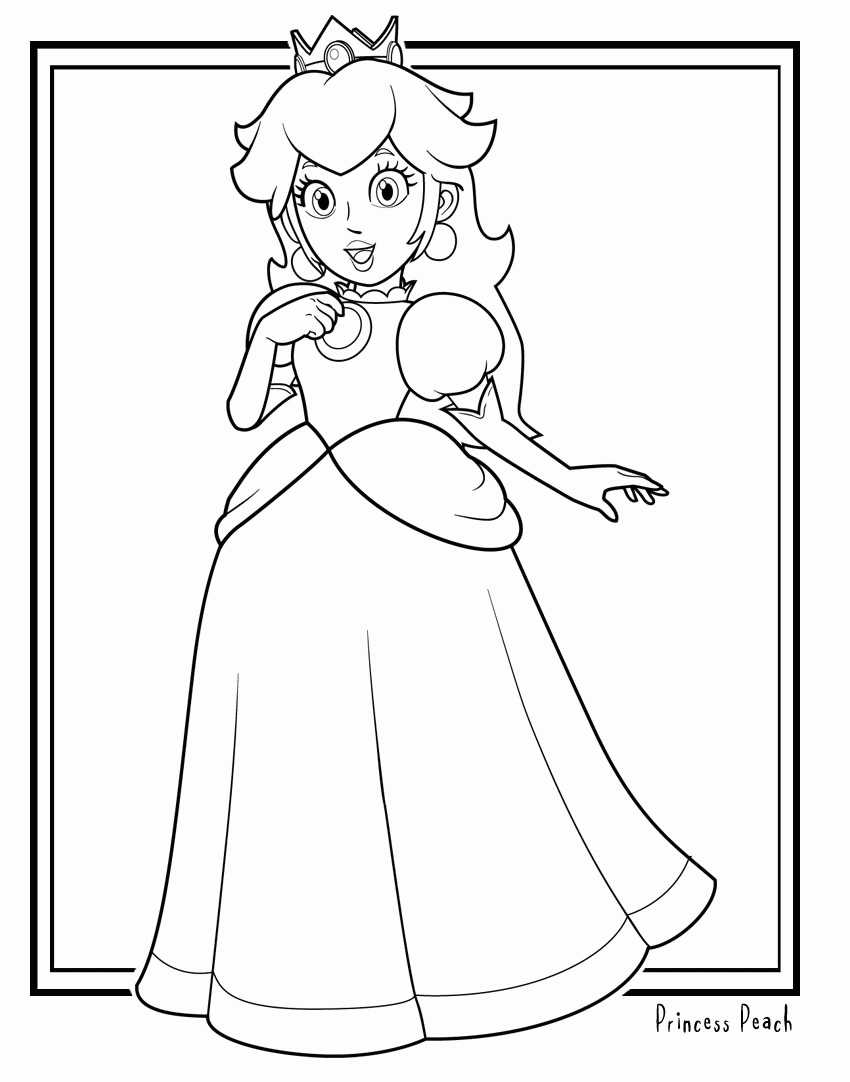 Princess Peach Colouring Pages To Print - Coloring