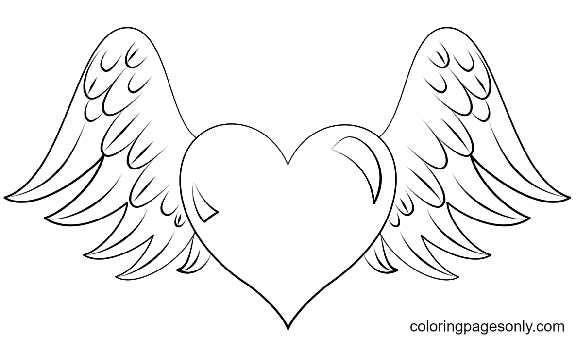 Heart with Wings Coloring Pages - Heart Coloring Pages - Coloring Pages For  Kids And Adults
