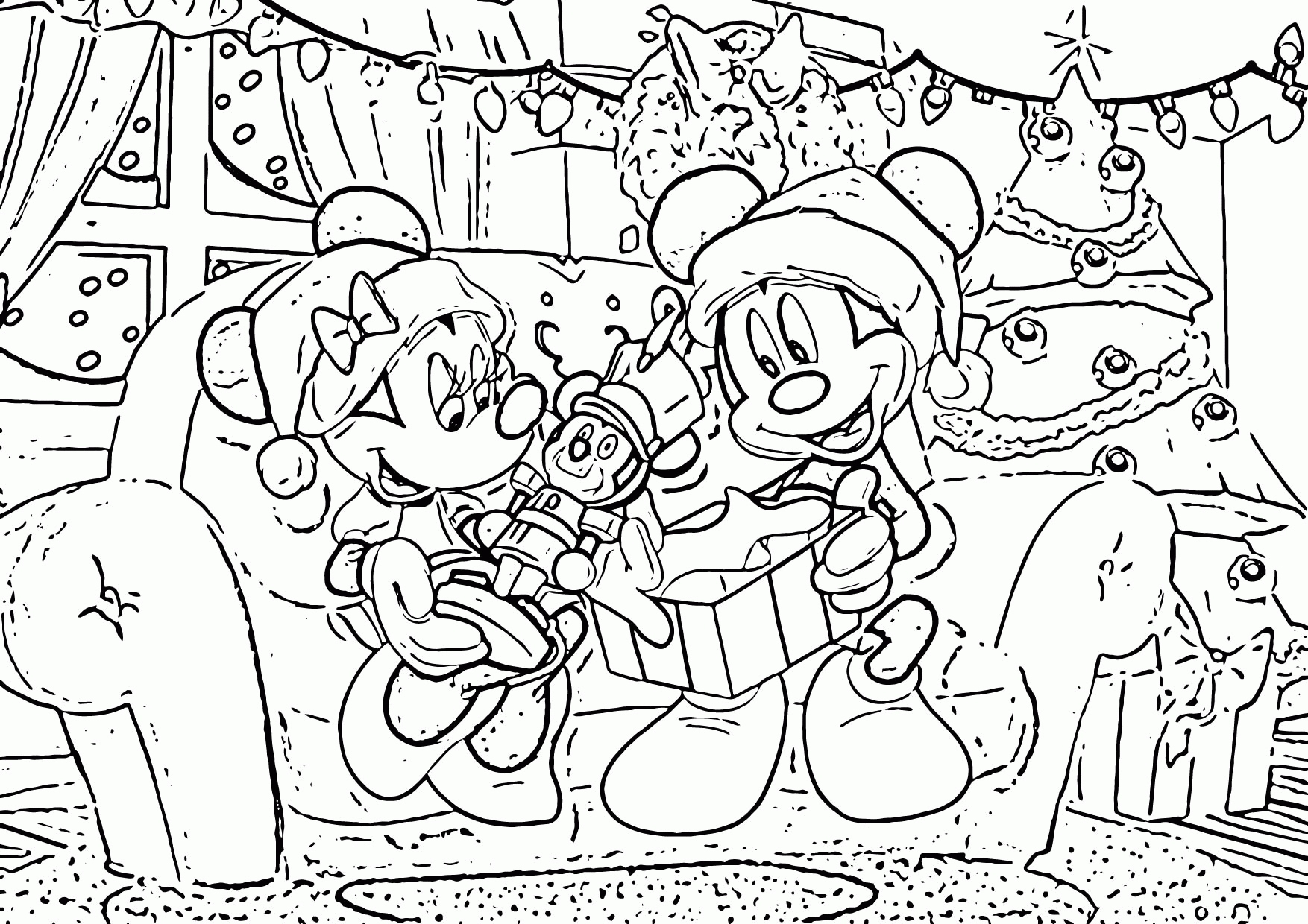 Mickey And Minnie Disney Christmas Coloring Page | Wecoloringpage