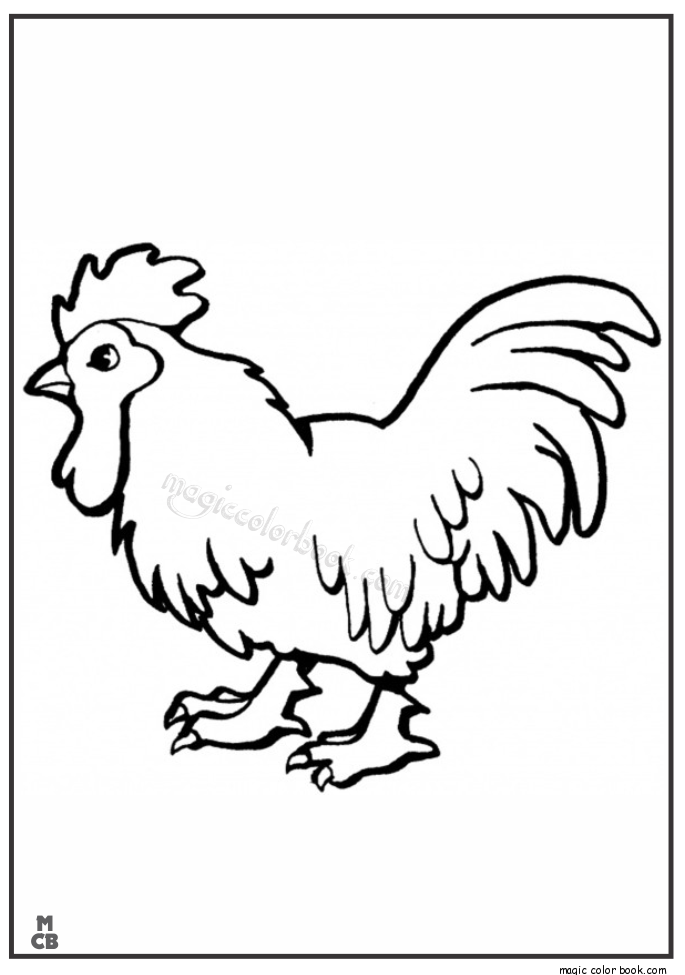 Little rooster farm animal coloring pages