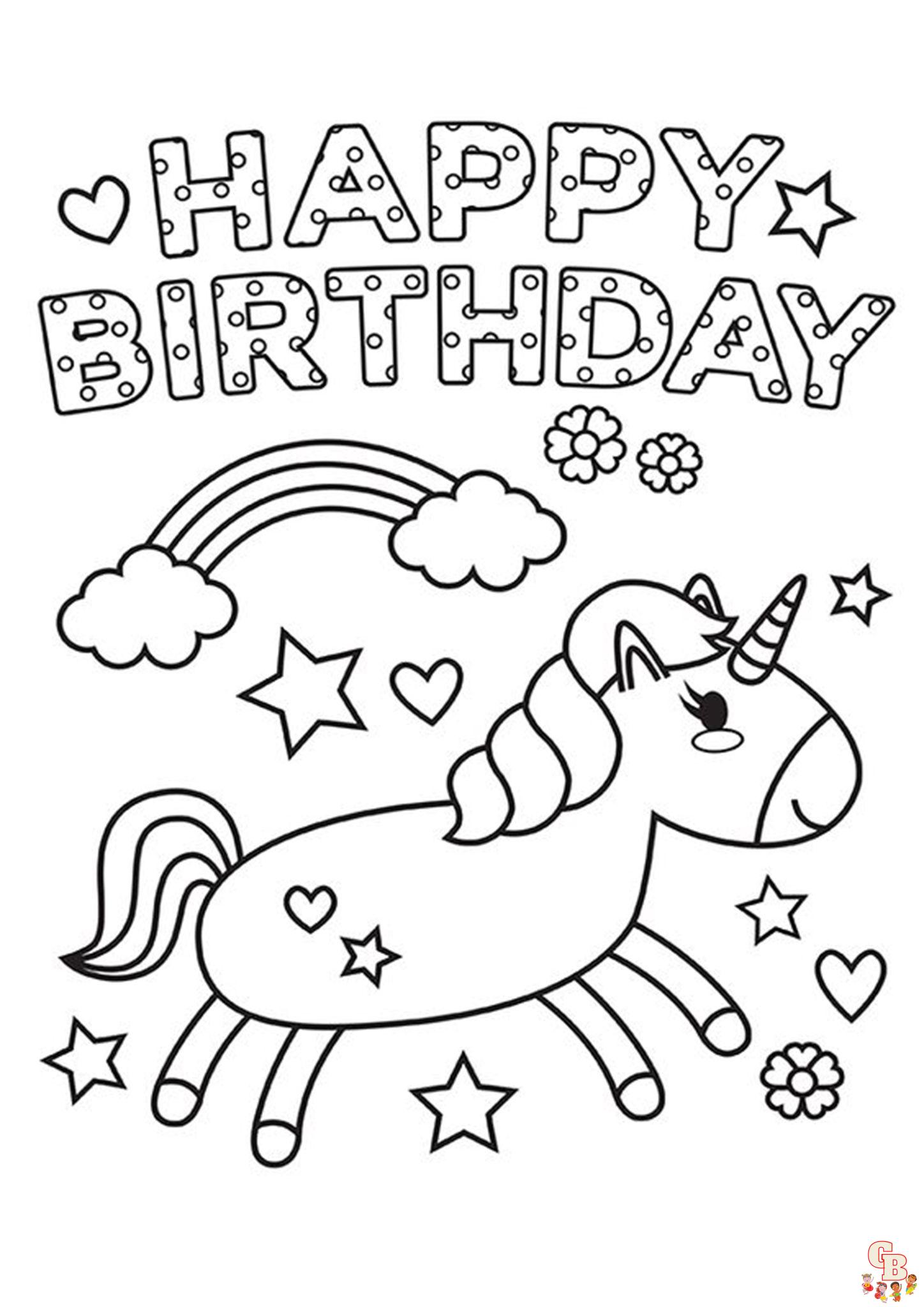 Cute Happy Birthday Coloring Pages - Printable and Free