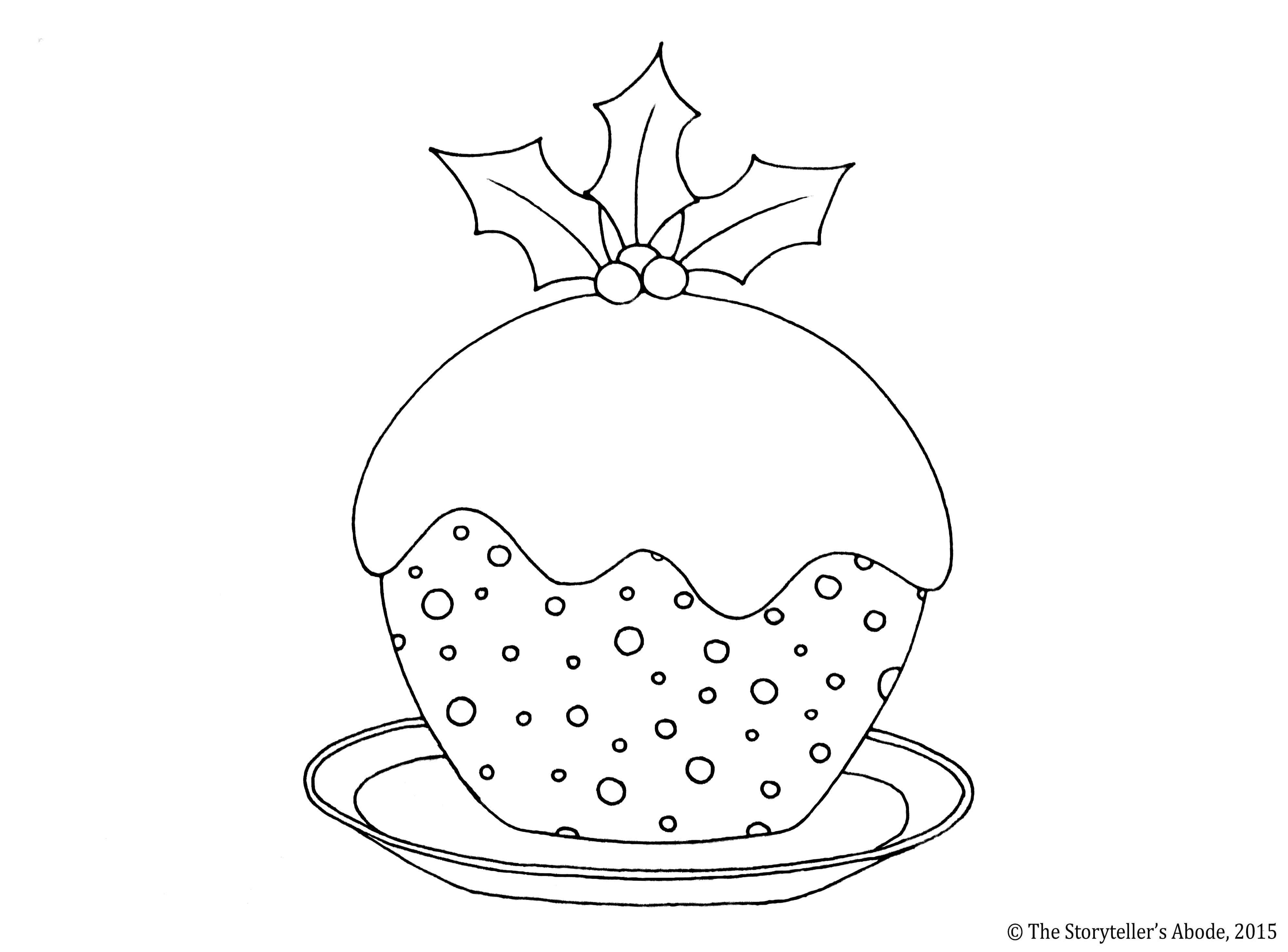 Christmas Pudding Colouring Picture – An Enchanted Place