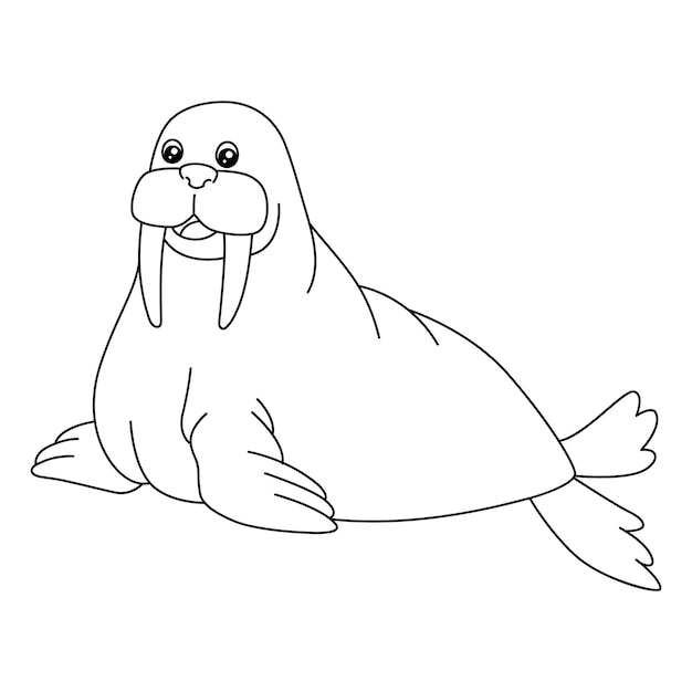 Premium Vector | Walrus coloring page isolated for kids