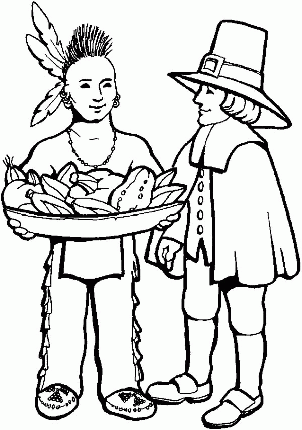 Native American and Young Pligrim on Thanksgiving Day - Free ...