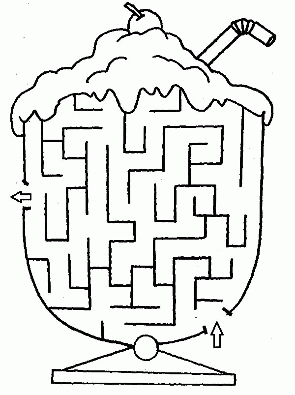 Ice Cream Cup Maze Coloring Pages | Bulk Color