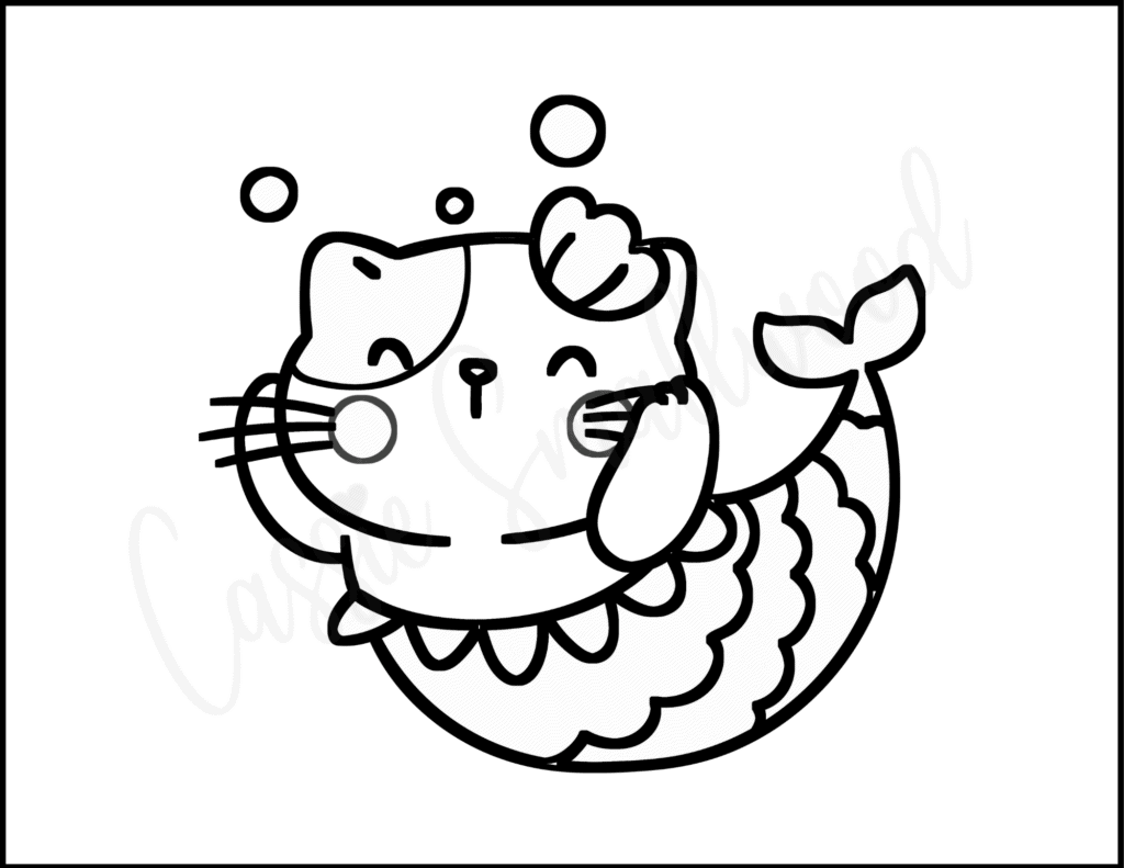 Cute Mermaid Coloring Pages For Kids   Cassie Smallwood   Coloring ...