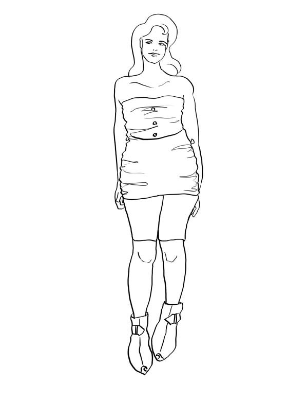 Fashion Model Coloring Page For Kids : Coloring Sky | Coloring pages, Coloring  pages for kids, Sketch book