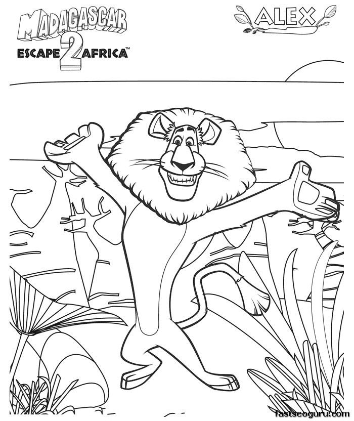 Madagascar 3 Alex the Lion coloring pages