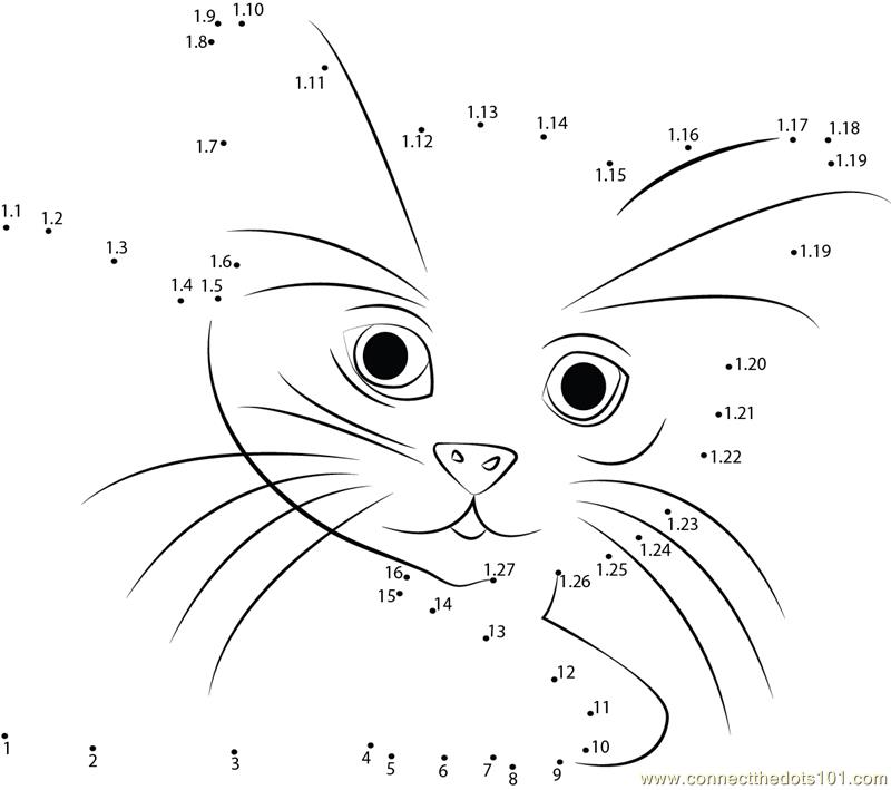 Cat Dot To Dot Coloring Pages - Coloring Home