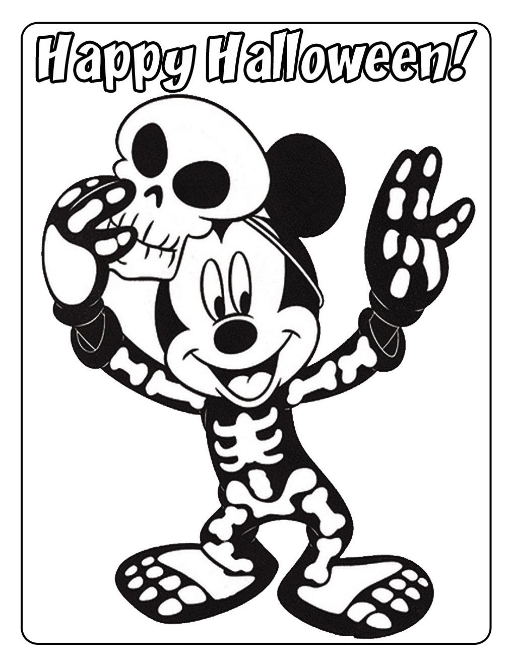 Happy Halloween Mickey Mouse Coloring Pages | Coloring