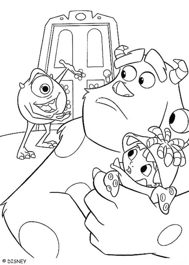 Monsters, Inc. coloring pages - Mike, Sulley and Boo