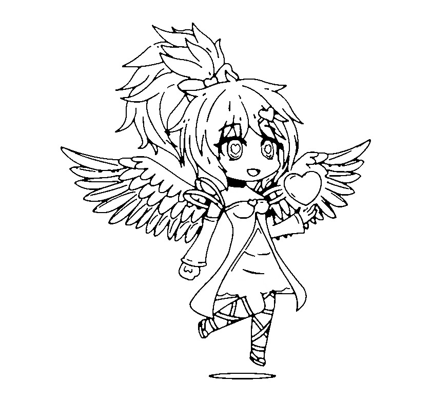 Flying Bad Girl with gold heart Coloring Pages - Gacha Life Coloring Pages  - Coloring Pages For Kids And Adults