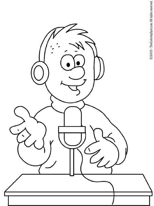 Radio Announcer Coloring Page | Audio Stories for Kids | Free ...
