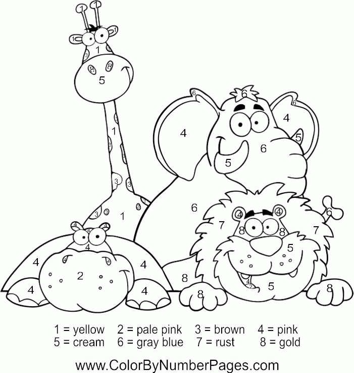Download Zoo Animals Color By Number Page | Coloring Book - Coloring Home