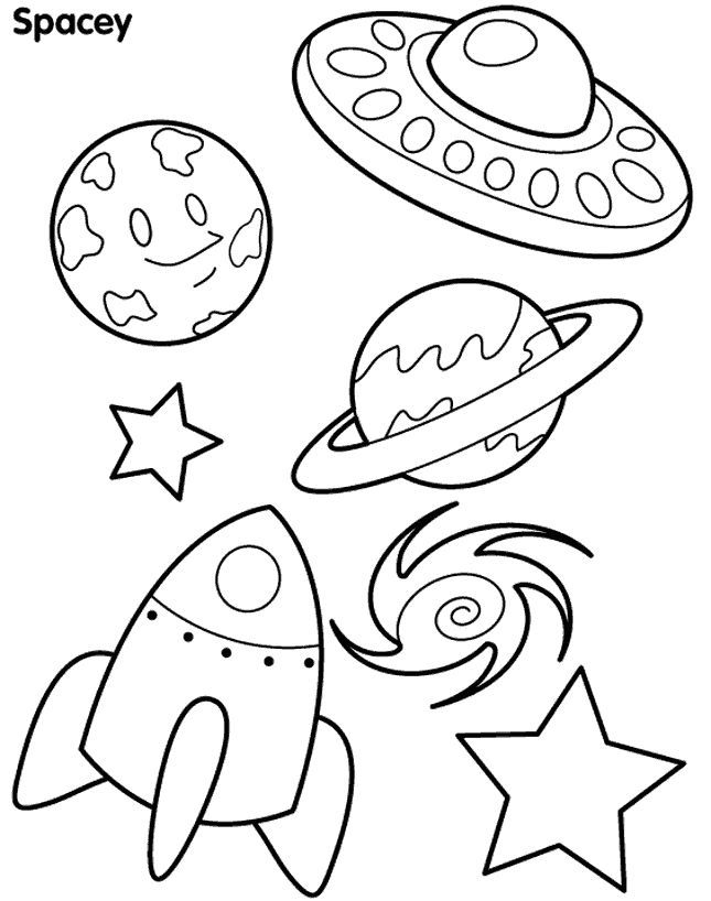 Rocket and planet coloring page | science