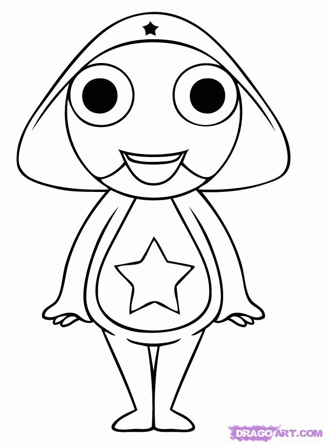 How to Draw Sergeant Keroro from Sgt Frog, Step by Step, Anime 