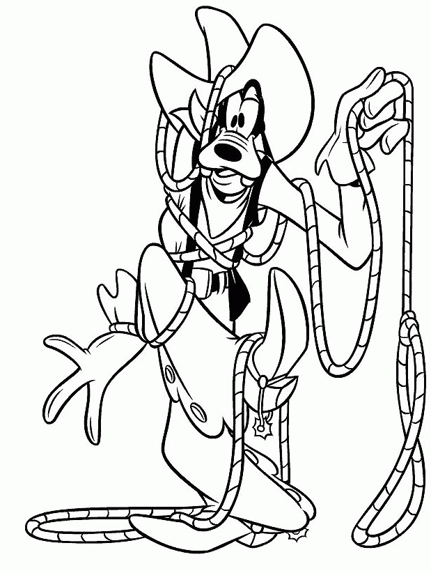 Pictures Goofy Hold The Rope Coloring For Kids - Goofy Coloring 
