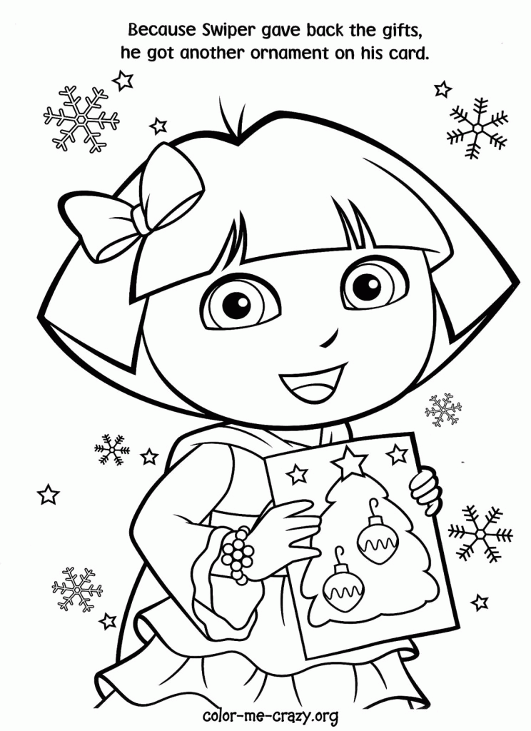 Dora Christmas Coloring Pages Printable Kidswebscom | Laptopezine.