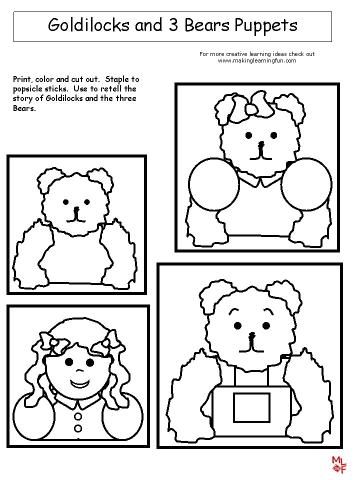 goldilocks and the three bears pictures to colour