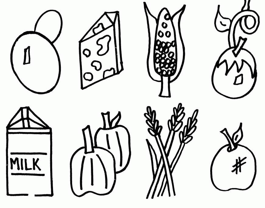 All Kinds Of Food - Food Coloring Pages : Coloring Pages for Kids 